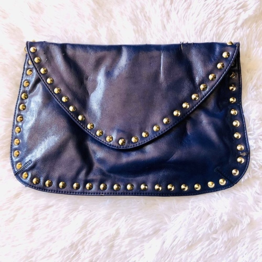 Steve Madden Clutch Oversize Envelope Stud Indigo - Picture 1 of 11